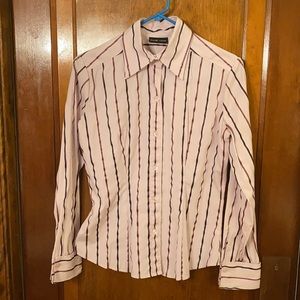 New York & Company Stretch button down collared shirt. Striped. Like new!